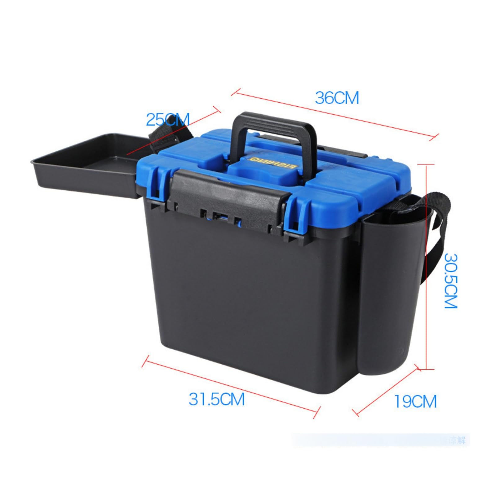 Angel Sitzbox Angelkoffer Angelkiste Aufbewahrungsbox Gehäuse für Häufige Outdoor Nutzung als Sitz Lager Und Transportlösung für Uferangeln Bootsangeln Fluss See, Blau