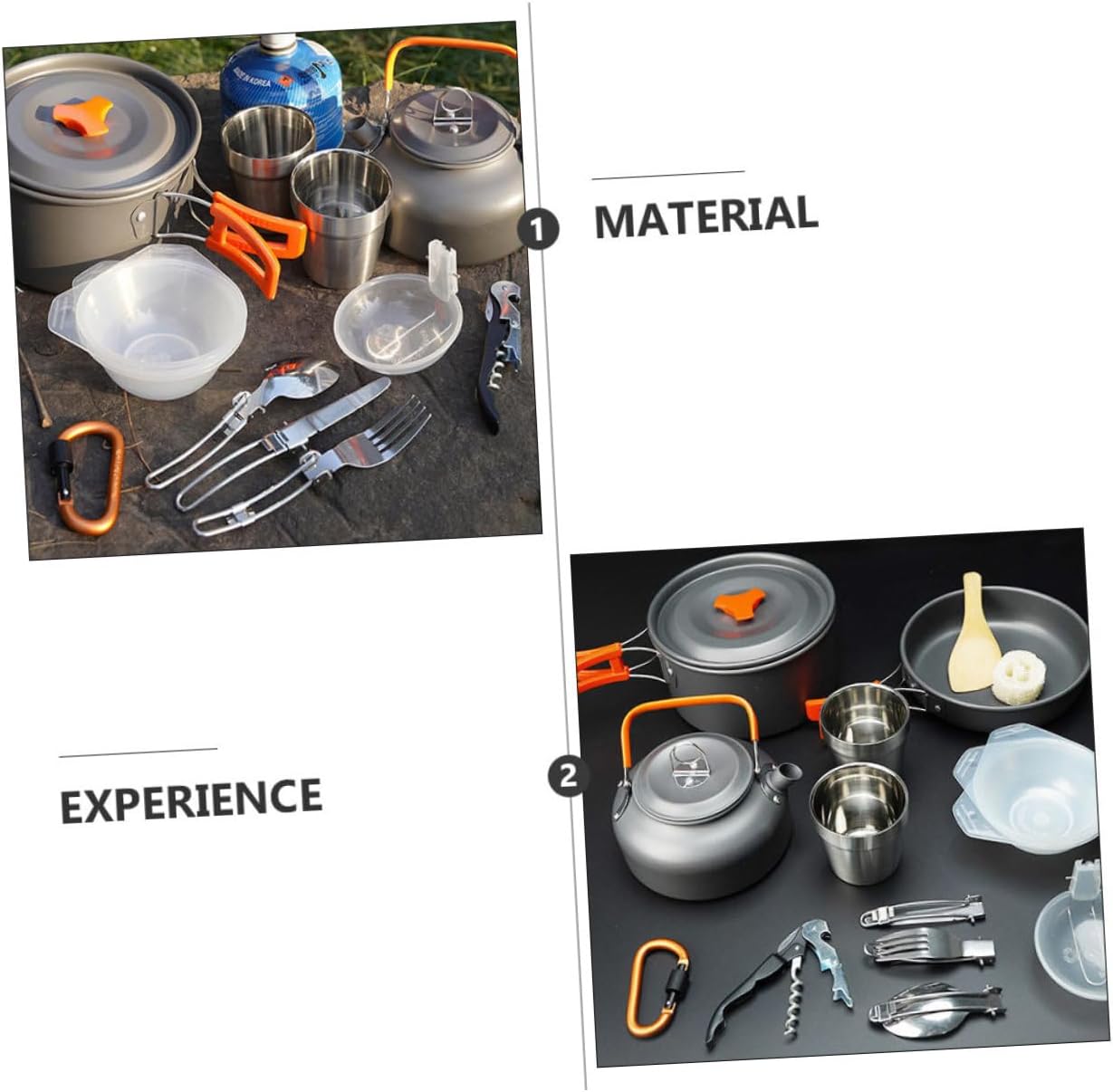 Milisten 1set Outdoor Camping Cooking Set Portable Aluminium Alloy Cookware Utensils for Hiking Backpacking and Picnic Lightweight Non-Stick Design - Handle