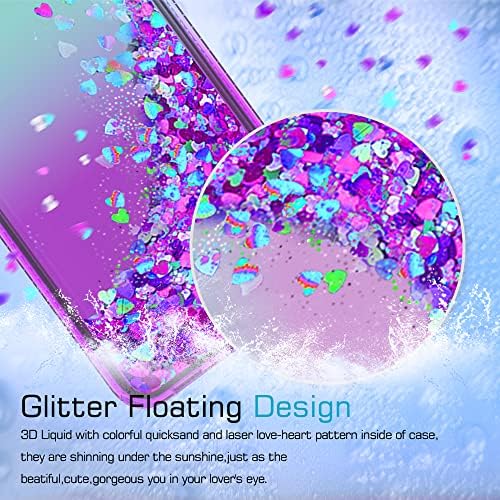 LeYi for Samsung Galaxy A04s/A13 5G Case and 2 Tempered Glass Screen Protector(Not 4G), Girl Glitter Sparkly Quicksand Cute Clear Tough Shockproof Hard Phone Cover for Samsung A04s/A13 5G Teal Purple