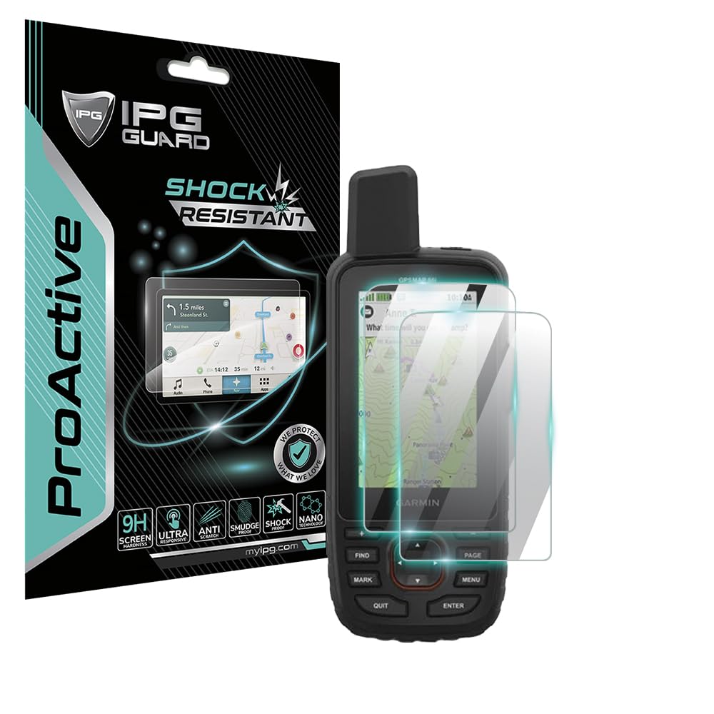 Ipg Proactive - Pellicola Protettiva Per Schermo Gps Garmin Gpsmap 66I, 66S, 66St, 66Sr 67, 67I, Durezza 9H, Vetro Liscio Al Tatto, Ultra Reattivo, Ad Alta Chiarezza, Antigraffio, Antimacchia E-image