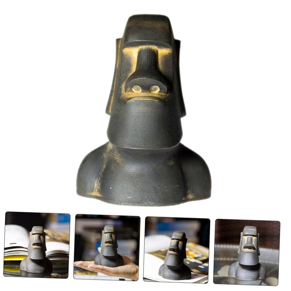 OUNONA Statua Moai in Miniatura Decorazione in Resina Per Scrivania e Isola Pasqua Scultura Da