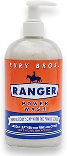 FURY BROS. Premium Power Wash | Ranger | Saddle Leather Pine Citrus | Hand & Body Wash | Exfoliating Pumice | Moisturizing Aloe Vera | Highly Scented | Made in USA | 16 oz | Dad Men Bath
