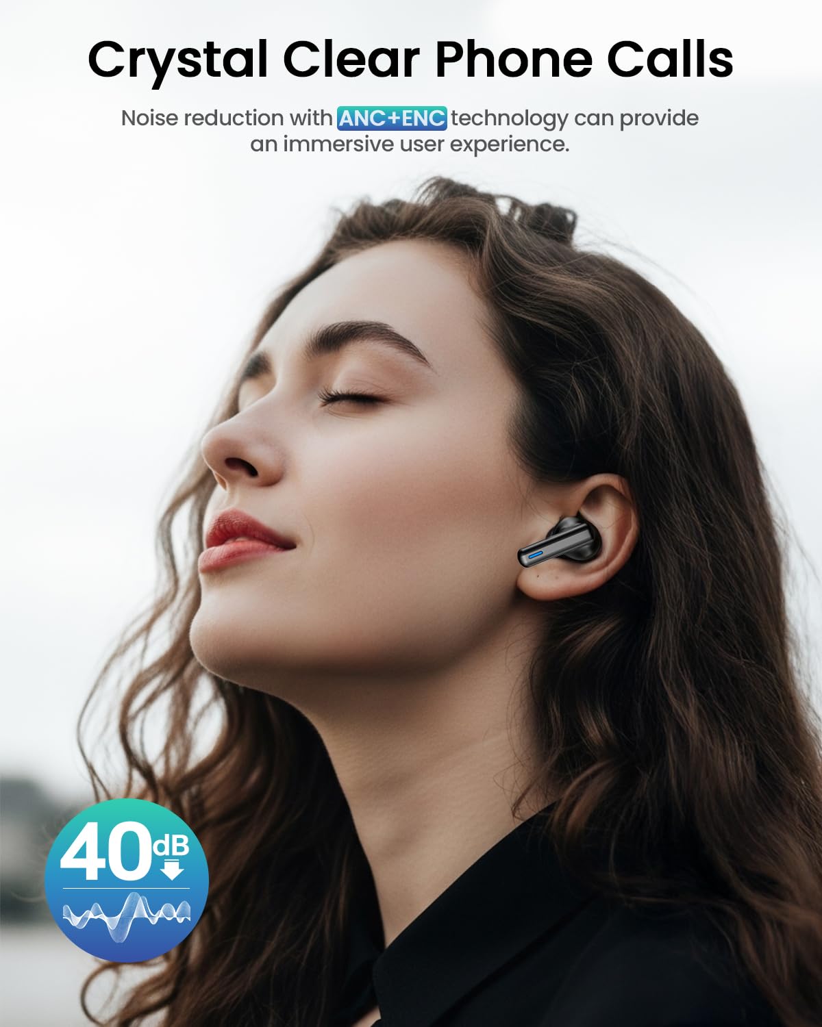 ZIUTY Wireless Earbuds Bluetooth Headphones, 50H Playtime Ear Buds with Mic, LED Digital Display Charging Case, IPX7 Waterproof, Deep Bass Stereo, in-Ear Earphone for iPhone Andriod Phone