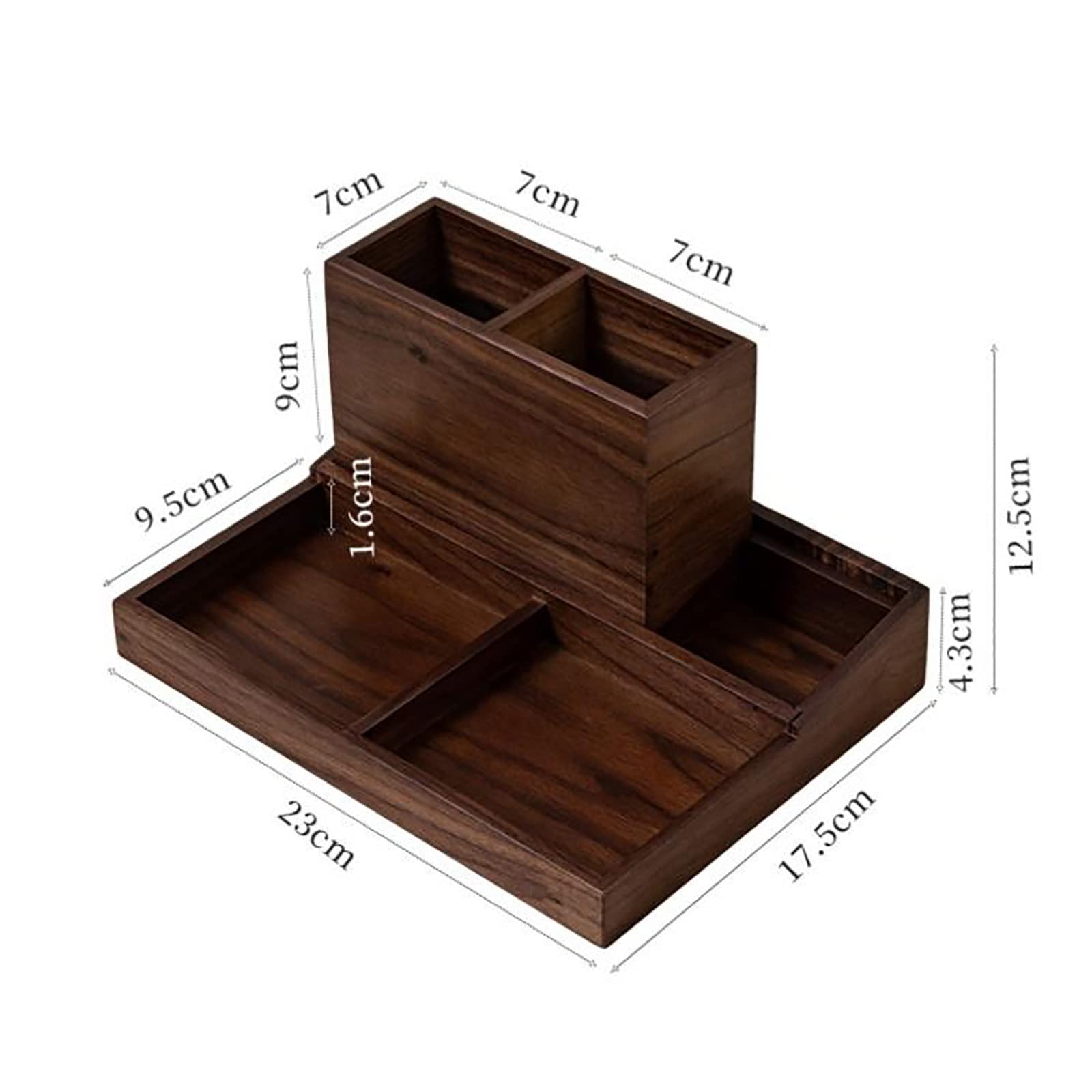 Portalápices de Madera Maciza con Compartimentos para Oficina y Escuela (marrón, Talla única)
