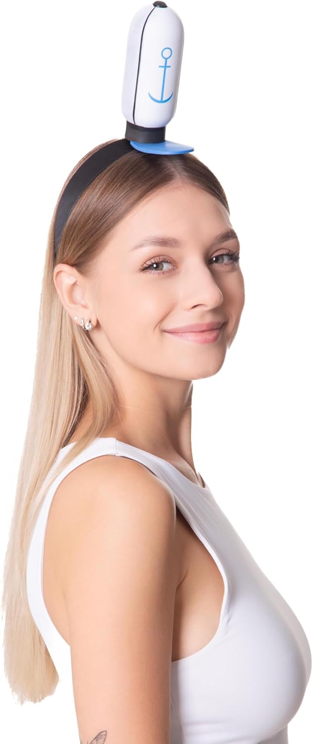 Sailor Hat Headband Costume Women Mens Adult Sailors Anchor Crab Sea Cosplay Accessory Halloween One Size White