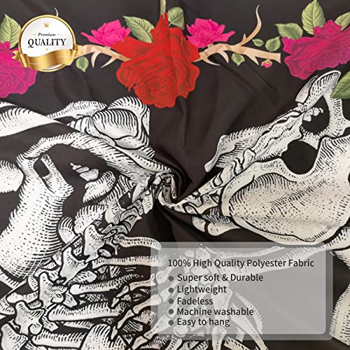 Ckcrc Skull Tapestry For Bedroom The Kissing Lovers Skeleton Tapestry Rose Tapestry For Room Wall Decor (60" L X 51" W / 150 X 130 Cms) #TOP4