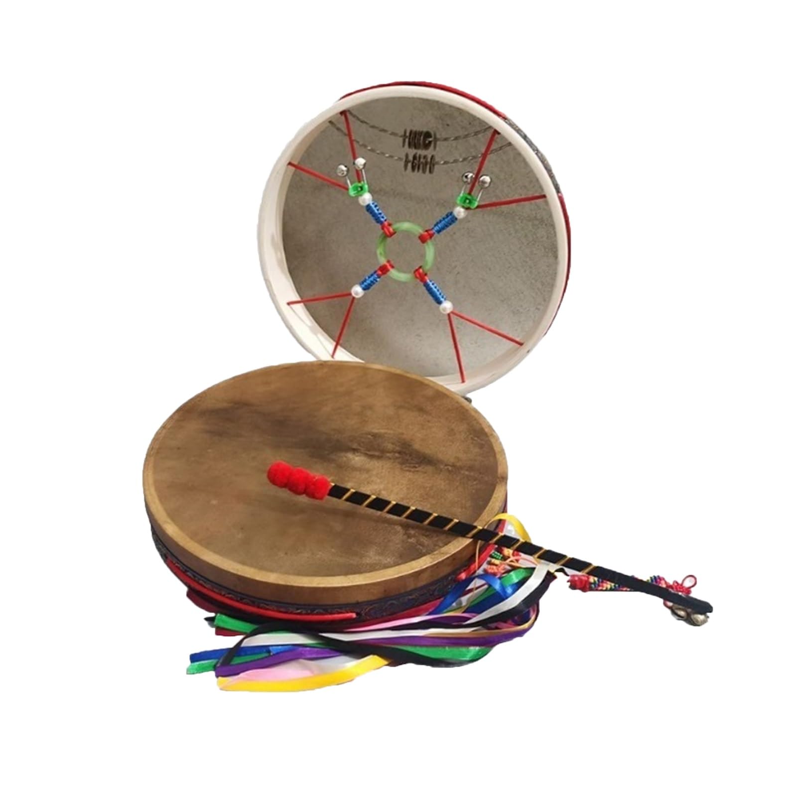 AHUAN Instrument Perkusyjny Bęben Ramowy dla Początkujących, Miłośnik Muzyki Wykonane Ręcznie Bęben Szamański Na Koncert, Tradycyjny Bęben Ramowy Z Pałką Perkusyjną(50cm,Set A)