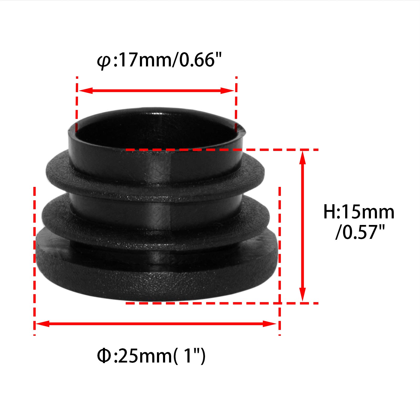 Plastic Ribbed Insert Snapklik.com : Flyshop Black Round Ribbed Tube Inserts Chair Table Legs ...
