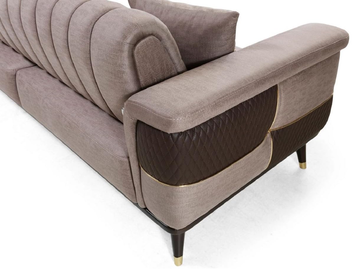 Casa Padrino Luksusowa sofa łóżko brązowy/ciemnobrązowy/złoty 225 x 94 x szer. 83 cm - nowoczesna sofa do salonu - meble do salonu