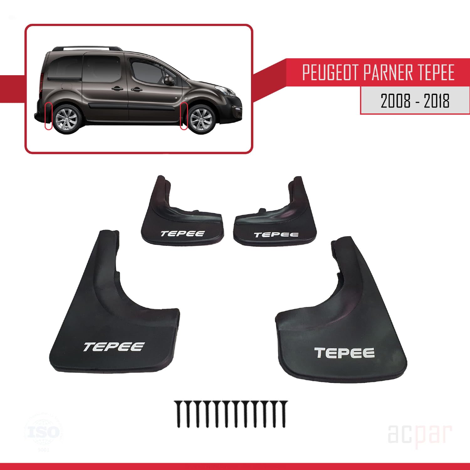 Błotniki przeciwbryzgowe do Peugeot Partner Tepee błotniki przednie + tylne 4 szt. zestaw
