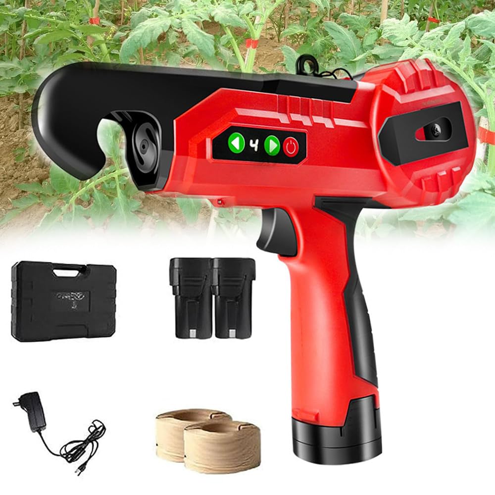 YXYLJOZ Electric Plant Tie Machine, Quick Binding Tool for Grapes, Tomatoes, Flowers & Vegetables with 2 Batteries, Professional Plant Tying Equipment