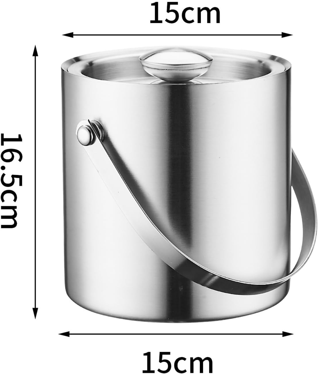 Keep Ice Frozen Longer Double-layer Stainless Steel Ice Bucket With Lid Multi-purpose Bar Party Champagne for parties(Large)