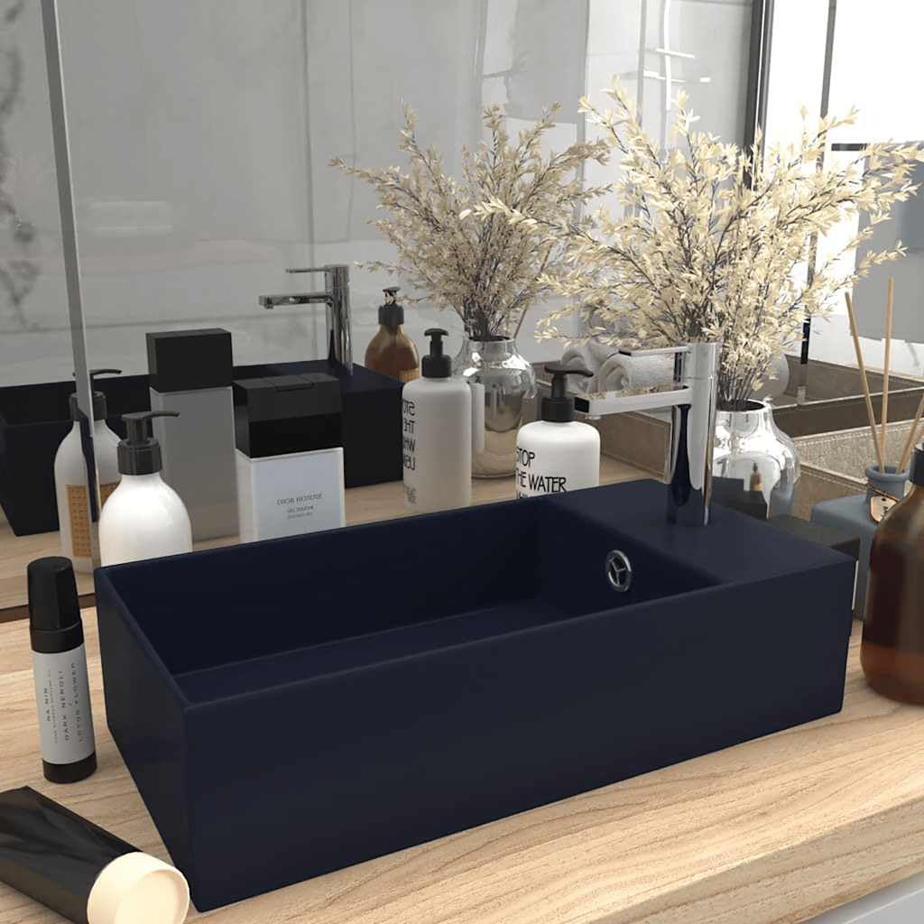 Badezimmer-Waschbecken mit Überlauf Keramik Dunkelblau,Heimwerkerbedarf,Sanitärbedarf,Sanitärkeramik & Armaturen,Waschbecken & Spülen,Badezimmer-Waschbecken,Blau,10.6 kg-146990
