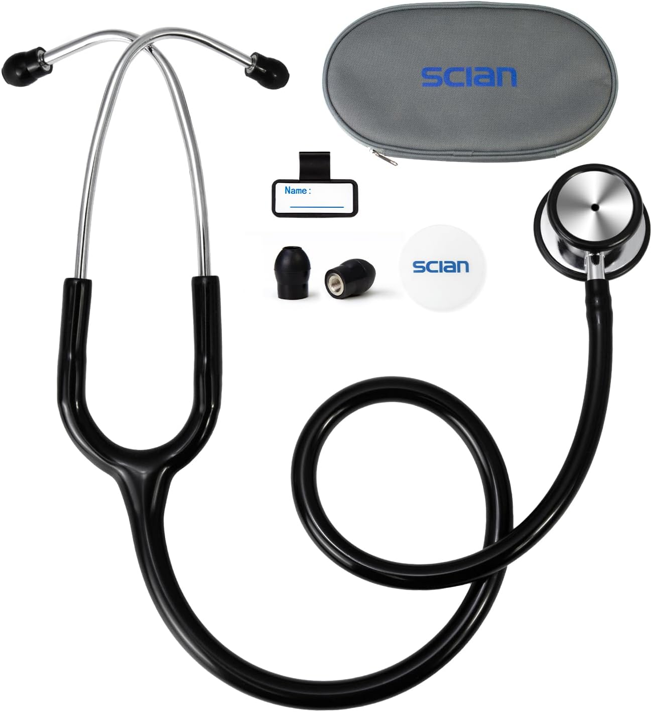 SCIAN Stethoscope Dual Head for Nurses,Doctors,Med Students, Classic Stainless Steel Stethoscope Home Diagnostics Medical Supplies with Carrying Bag, Black