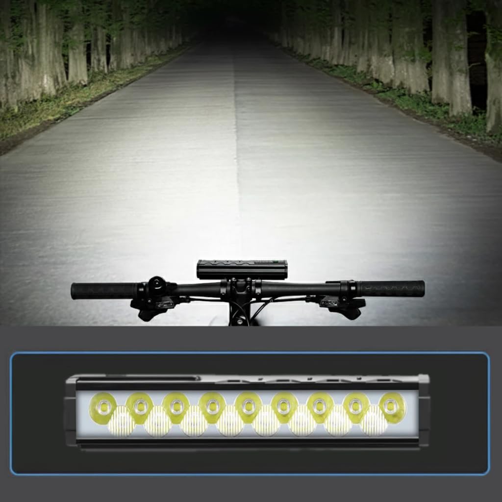 NITEBEAM Ultra-Bright 5500 Lumens Bike Light, 17-LED Bicycle Headlight with 270° Wide Beam, 10000mAh Battery 10Hr Runtime, USB-C Fast Charging, Quick-Release Mount for Mountain Road Cycling