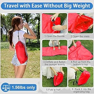 DERJLY Gonflable Canapé Chaise Longue - Imperméable - Anti-fuites d'air avec Paquet Portable Air Sofa Air Bag, pour Voyager, Camping, Randonnée, Piscine et Parties de Plage