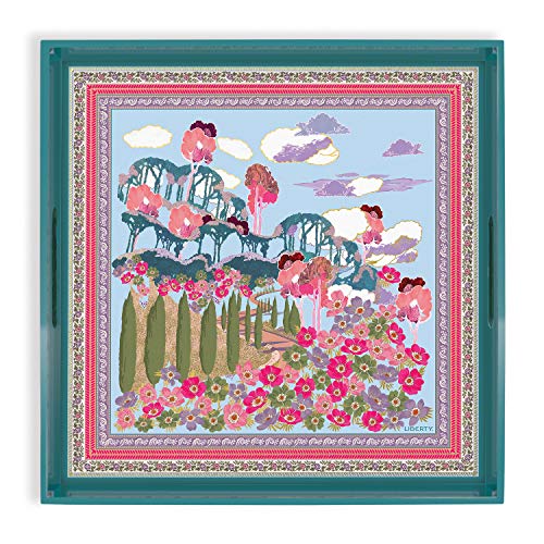 Liberty Bianca Square Lacquer Tray From Galison - 12" Square Decorative Tray, Features Floral Design And 2 Handles, Perfect Home Decor Item, Unique Gift Idea #TOP21