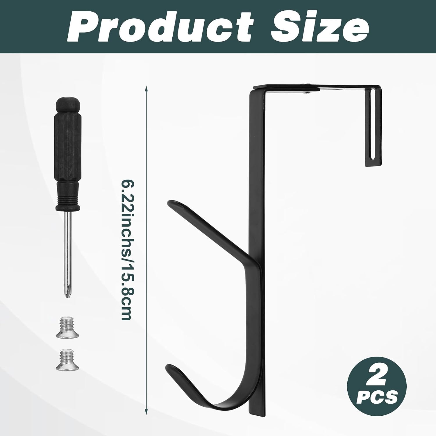 2 Pack Metal Double Coat Hooks, Fits 1.3-4 Inch Cubicle Panels