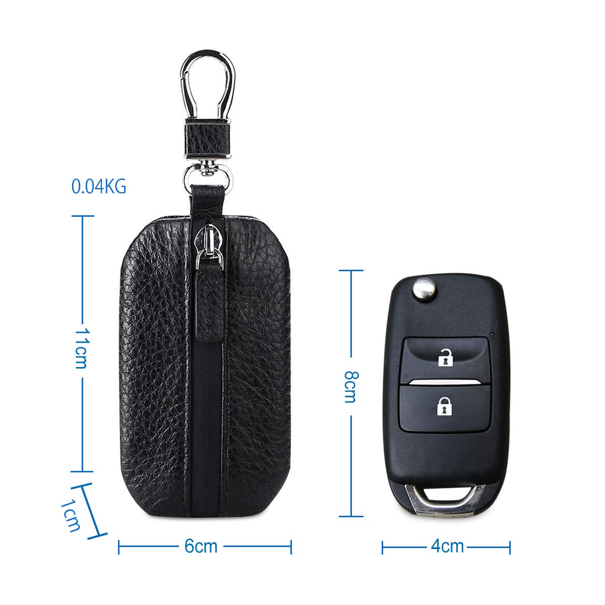 Cuero Estuches de Llave Clave del Coche Portátil Car Key Case Impermeable Cartera Anti-Robo para Hombre Mujer Llave Remota Hogar Llavero Uso Diario Negro