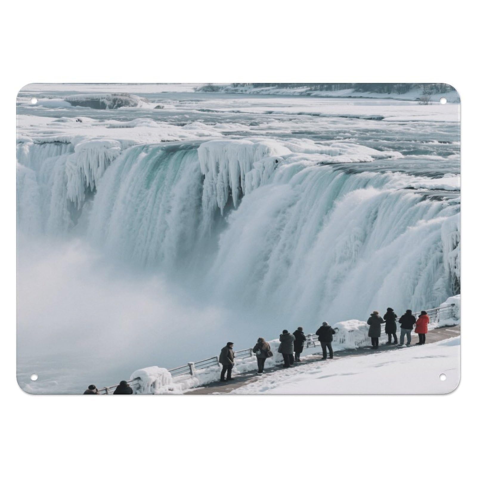 Fekiloot Style Niagara Falls Frozen In Winter Wall Decor Iron Painting Metal Sign