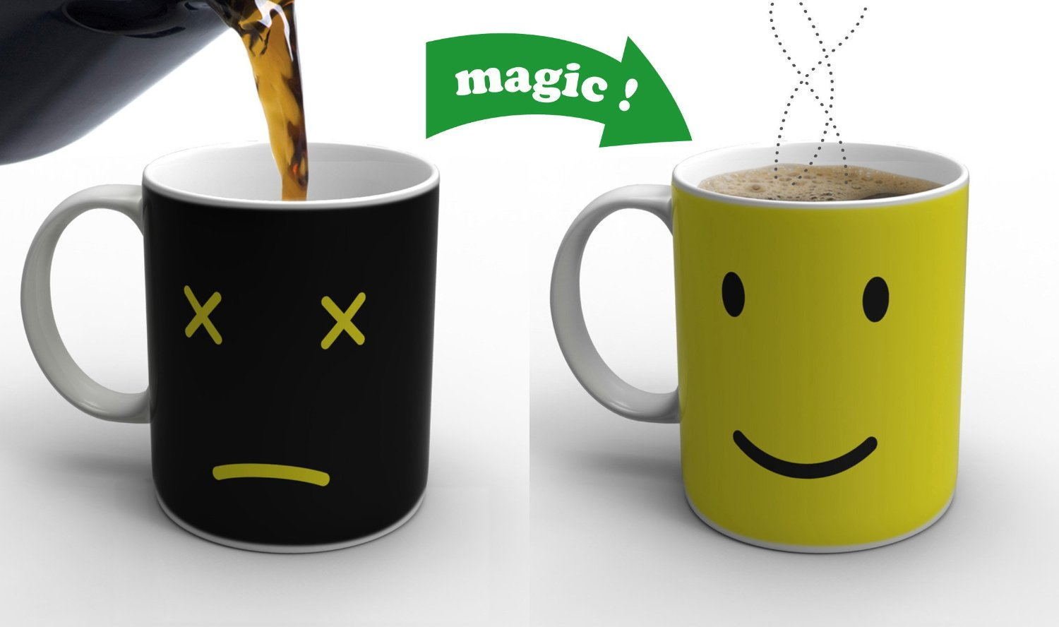 DASARA （1）Magic Sensitive Hot Heat Color Changing Coffee Tea Cup Reactive Cold Ceramic Mug