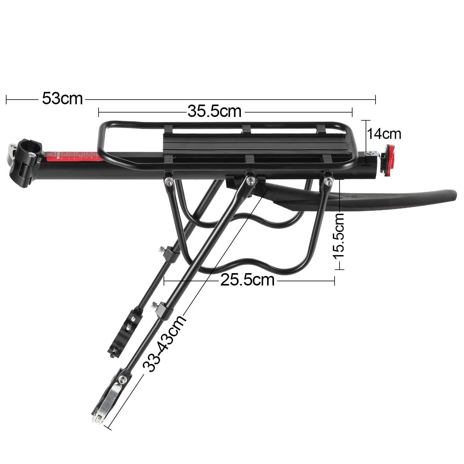 Herrselsam Fahrrad Gepäckträger Mountainbike Gepäckträger mit Reflektor und Schutzblech, Aluminiumlegierung Fahrradgepäckträger für 24-29 Zoll Rennrad, MTB, Mountainbike, Maximale 50 kg