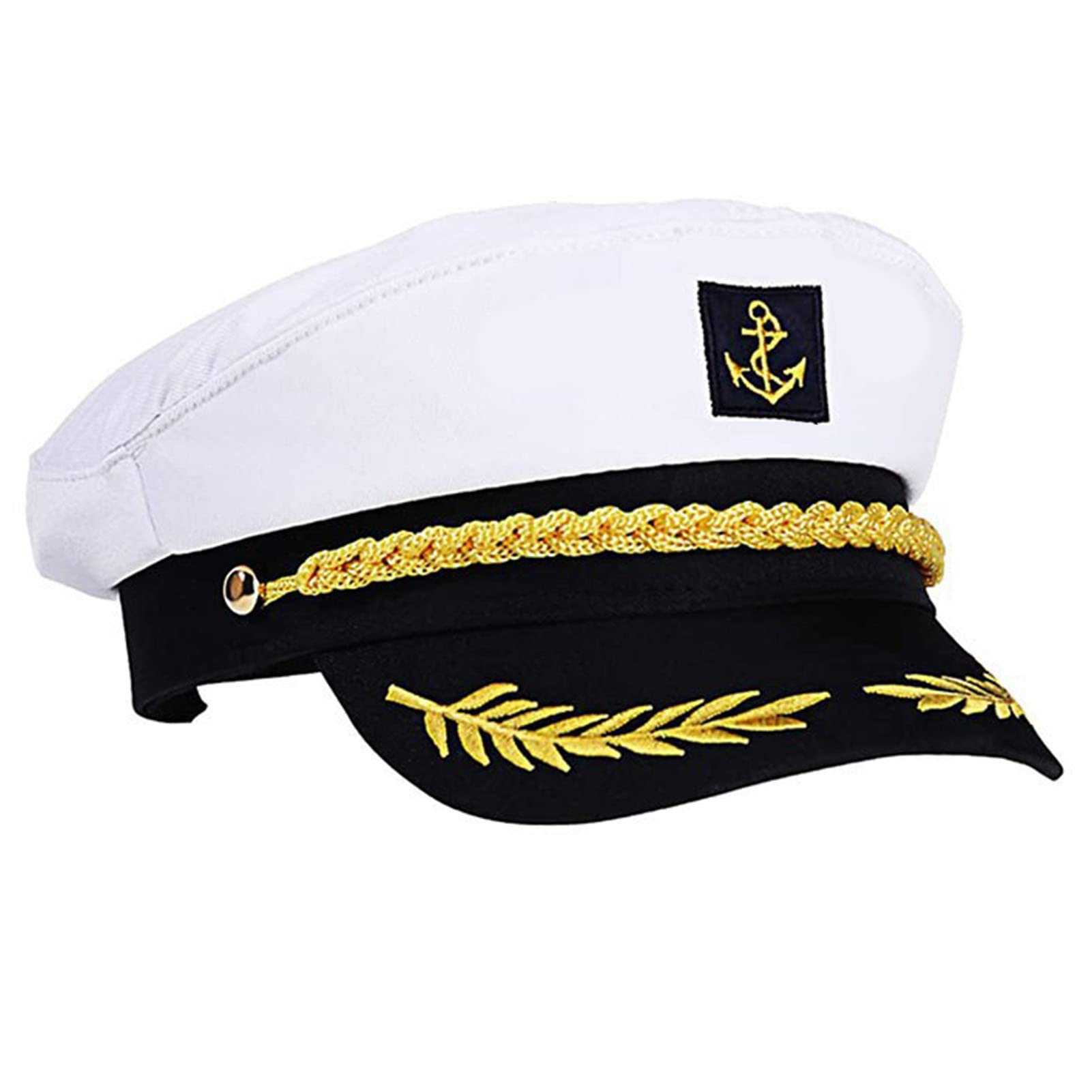 Naqqios Captain's Yacht Sailors Hat | Sailors Hat for Adults - Adjustable Sea Cap Navy Costume Accessory, Unisex Captain Hat, Sailor Costume Supplies