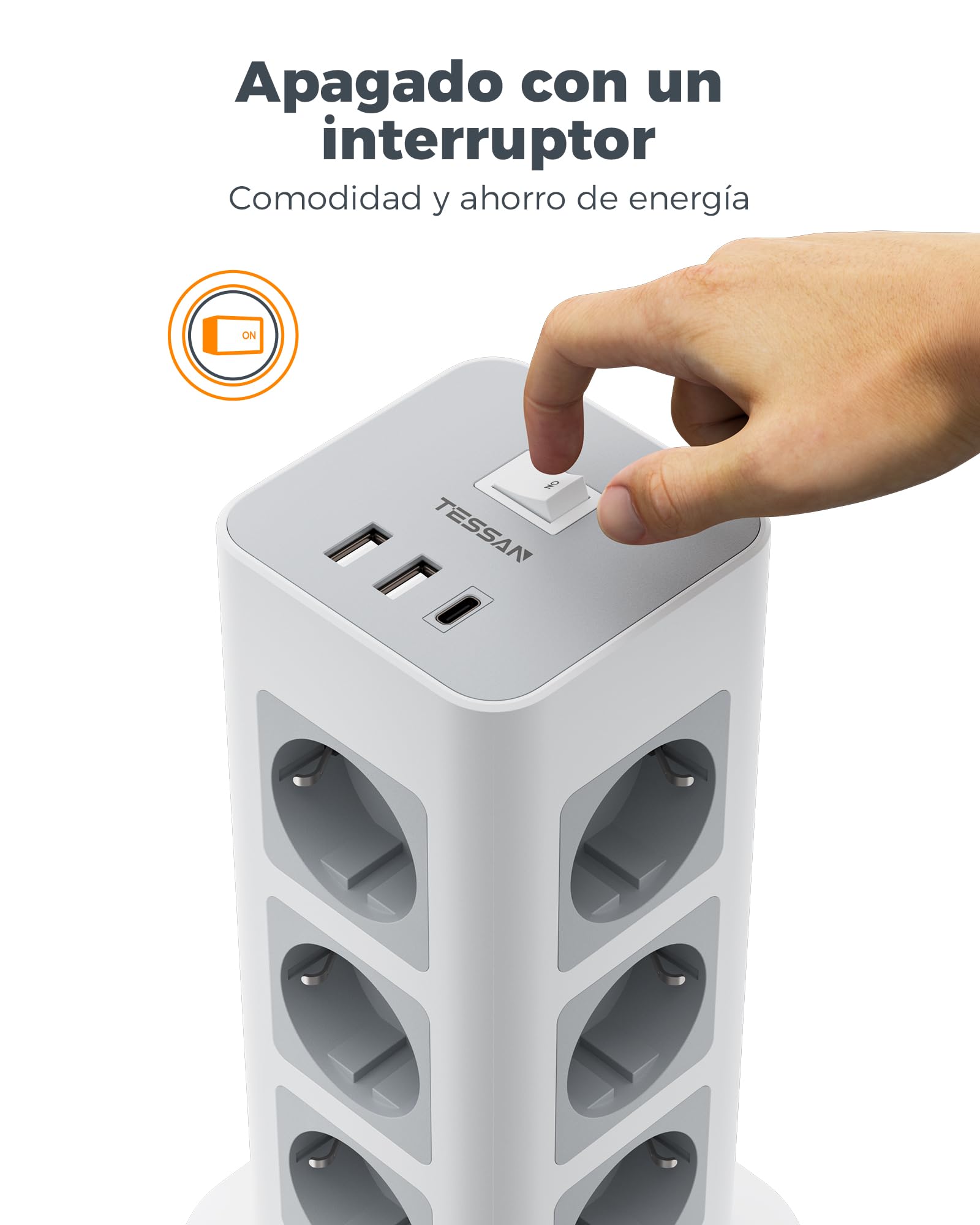 Regleta Inteligente Regleta Vertical Ewent 12 Enchufes (8 Tomas