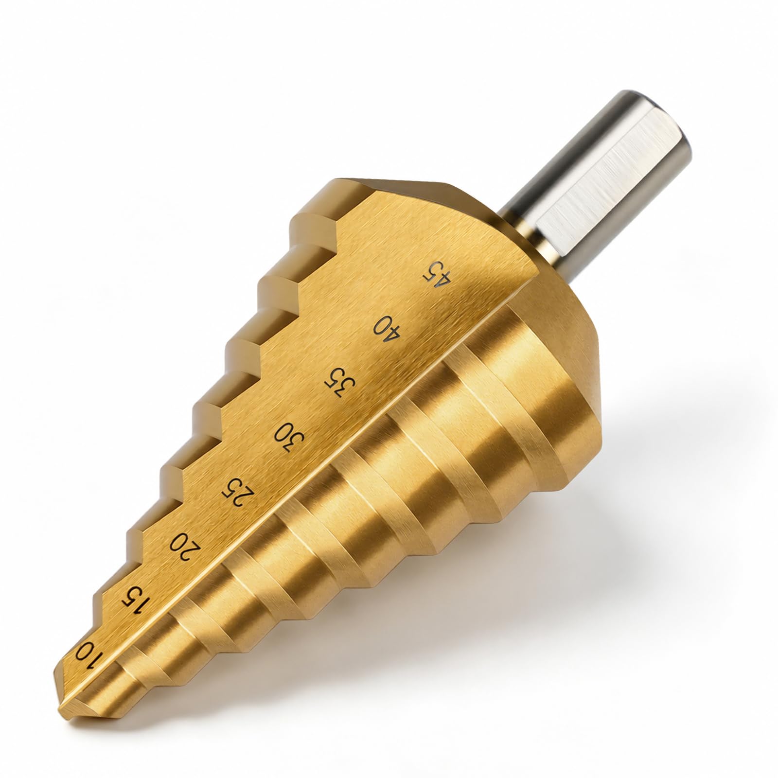 ERWEY Broca escalonada HSS TIN 10 – 45 mm, accesorio de broca cónica, broca peladora, fresa multietapa