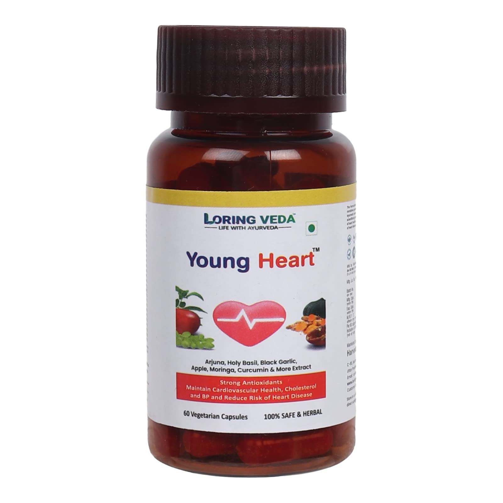 LORINGVEDA® Young Heart, HeartCare Supplement With Arjuna Bark ,Moringa,Catnip & More then 25 Extract | Balance Cholesterol Level | Maintain Cardiovascular Health & Blood Circulation -Veg (Pack of 1, 60 Capsule) (B0BYVLKBVL) Amazon Price History, Amazon Price Tracker