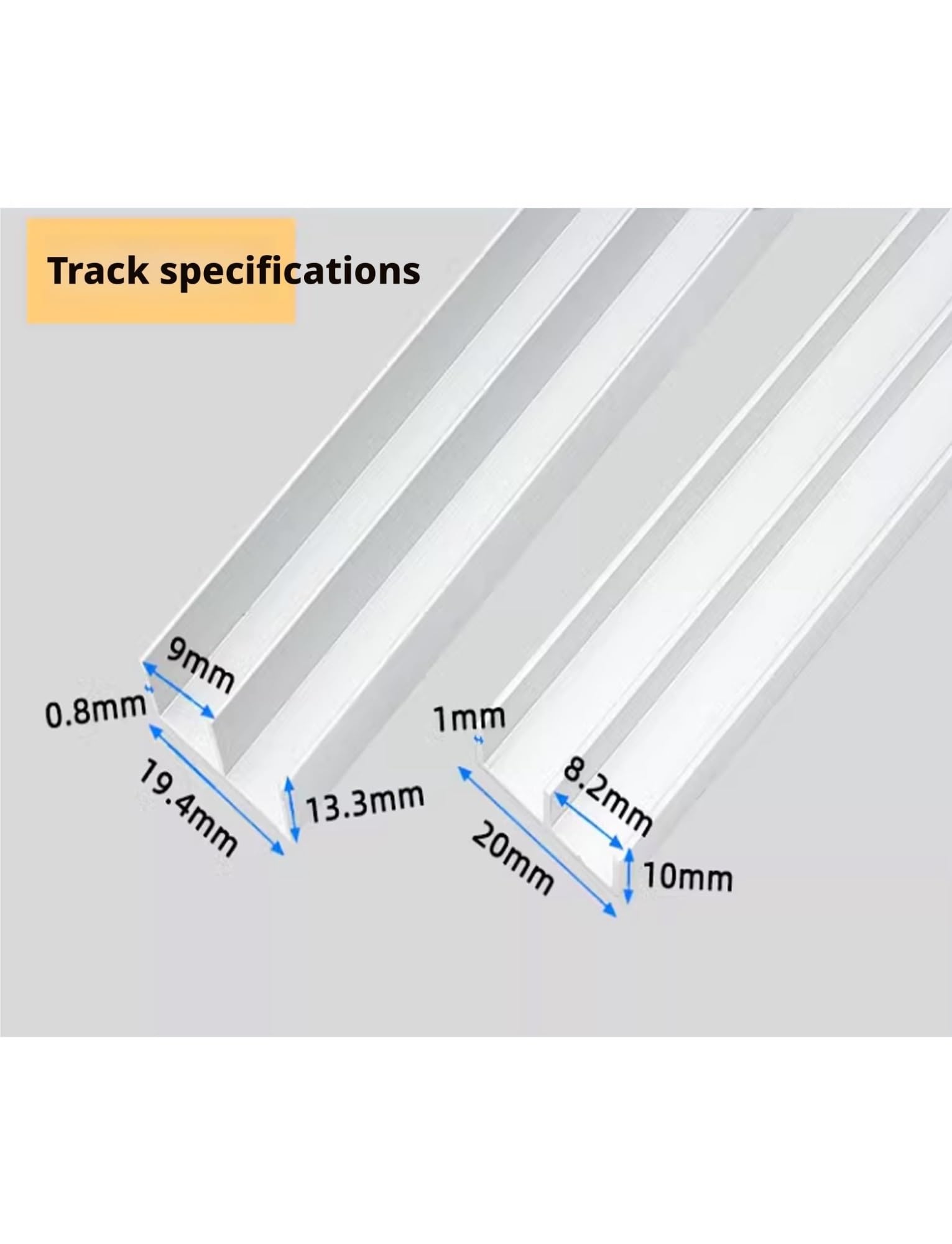 Guías para puertas correderas, Puerta corredera de doble carril con polea for vitrina cristal 3-5 mm, 20-200 cm(100cm)