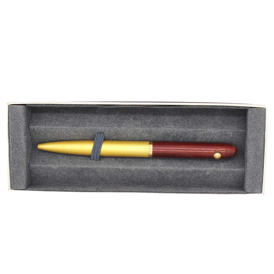 Gullor Penna A Sfera Artigianale In Palissandro E Ottone - Punta 0.5 Mm - Design Retrattile A Rotazione - Regalo Elegante - 3