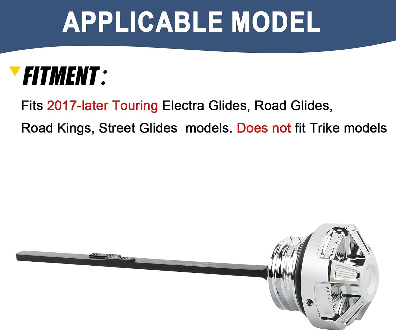 Oil Dipstick Motorcycle Oil Tank Dipstick Fit for Harley 2017-later Touring Road King Street Glide Electra Glide Road Glide (Chrome)