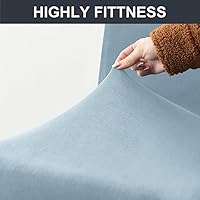 Vista 3 de Fundas de terciopelo para sillas de pub, extraíbles y elásticas para taburete de mostrador (2, azul bebé)