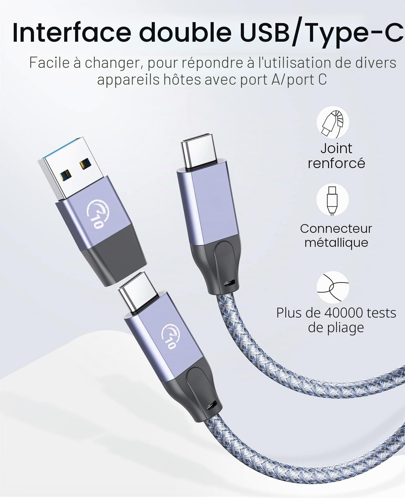 Hub USB, ORICO Hub USB C 3.2 Gen 2 alimenté à 7 ports 10 Gbit/s avec 4 USB A, 2 USB C, PD 60 W, adaptateur d'alimentation 24V/3A, répartiteur USB en aluminium avec 0.5m câble pour Macbook, Macbook Pro