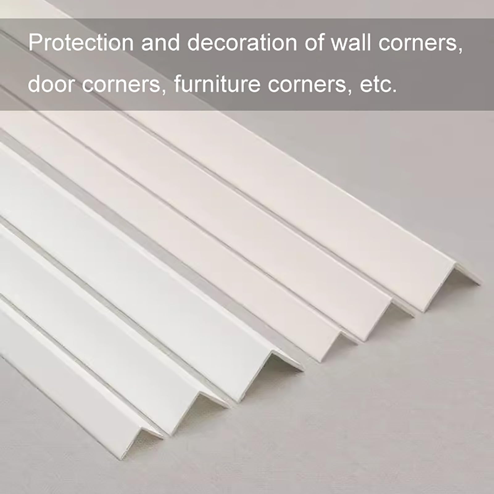 Protectores de esquinas de pared en forma de L, Protector de borde de pared de PVC autoadhesivo beige blanco 0,7-1,2 pulgadas de ancho(White,3x100cm/1.2x39in)