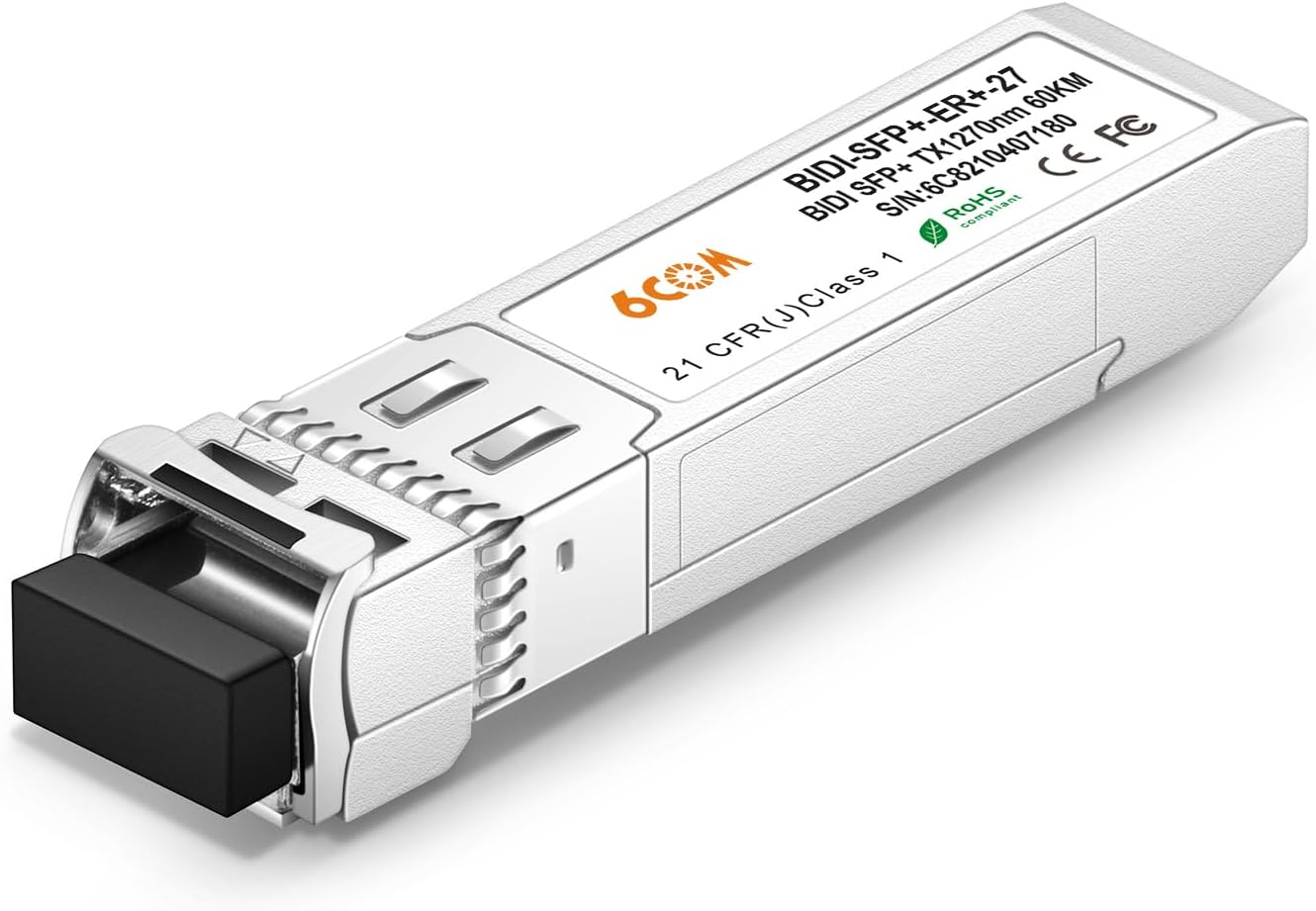 6COMGIGA 1Pair of 10G BiDi SFP+ Transceiver, 10G BIDI 1270nm/1330nm SMF, up to 60km, Compatible with Cisco SFP-10G-BXD-I/SFP-10G-BXU-I, Ubiquiti, D-Link, Supermicro, Netgear and Other Open Switches