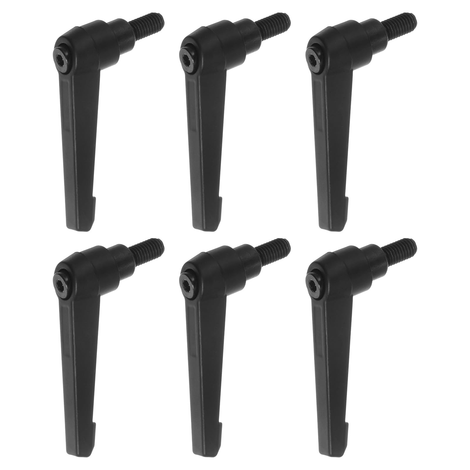 sourcing map 6pcs Adjustable Clamping Lever Handles M8 x 15mm Male Thread Bolt Knobs Rotating Screw Locking Quick Release Ratchet Push Button Handle, Black