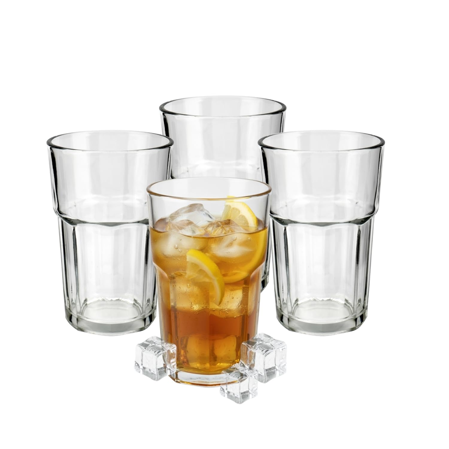 HOMESHOPA Drinking Glasses, 4 Pack Tall 285 ml Transparent Water Glassware, Reusable & Stackable Tumblers Set for Drinking Water & Beverages, Kitchen & Parties, Dishwasher Safe