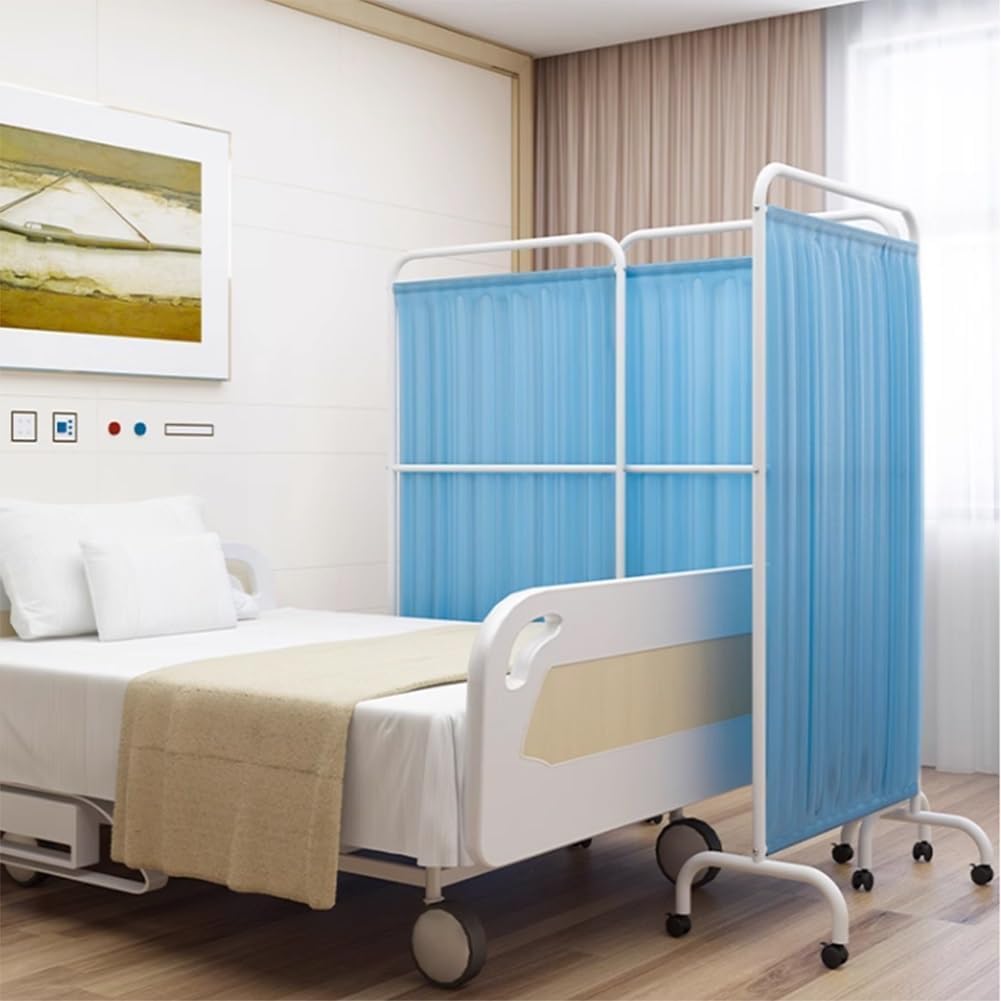 Schermo per La Privacy Medico Mobile, Divisorio per Ambienti Pieghevole Portatile, Girevole A 360° per Ufficio di Clinica E Salone di Bellezza, Light-Blue, 90x180 cm