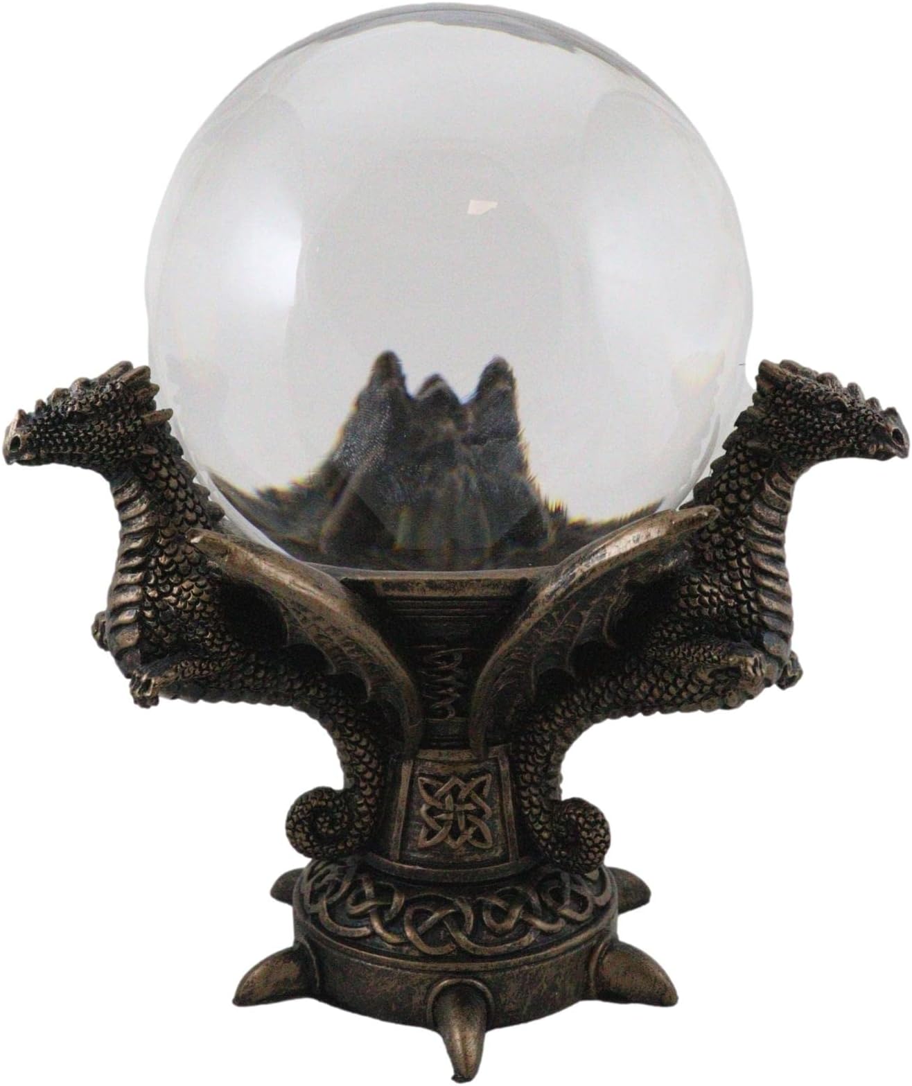 Ancient Celtic Archetype Leviathan Guardian Trinity Dragon Meditation Gazing Ball Sculpture Scrying Fortune Telling Wicca Dragons Fantasy Accent Decorative Figurine