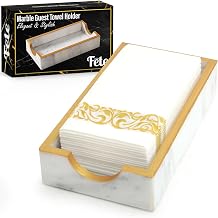 Fete Marble Tray for Bathroom - Guest Towel Holder Tray - 4 x 10 - White Marble