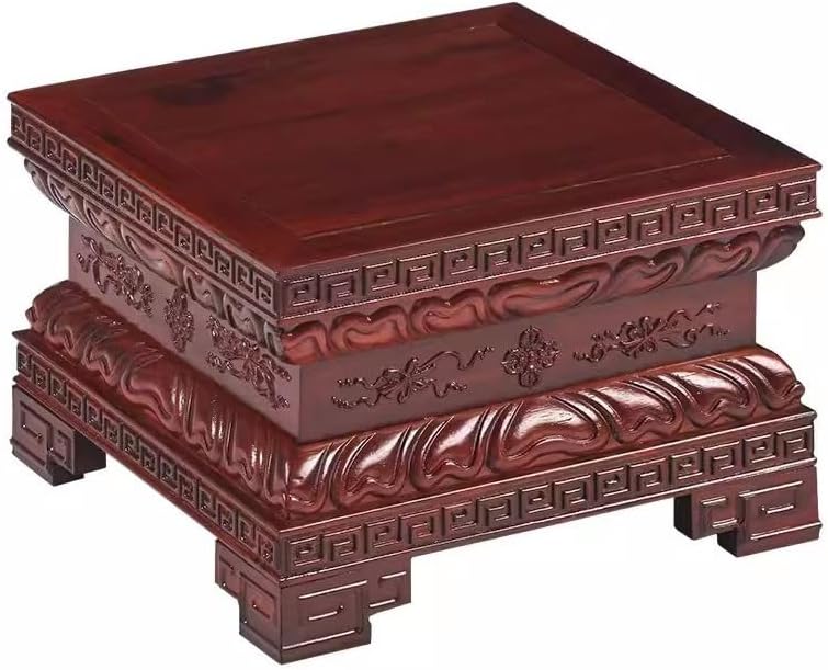 Bonsai Pedestal Vase Pedestal Stands Lotus Buddha Statue Base, Solid Wood Potted Plant, Raised Bracket, Square Decorative Ornament Base Planter Stand Plant Holder(Medium)