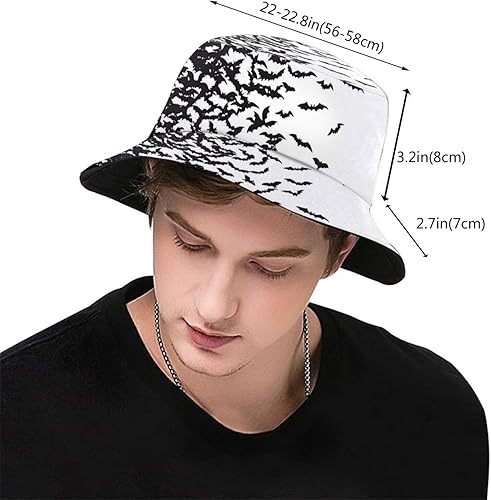 Miniatura 3 de Sombrero gótico gótico de pescador, sombrero de pescador, calavera de terror, murciélagos, sombreros de pescador, sombrero de sol para pesca,