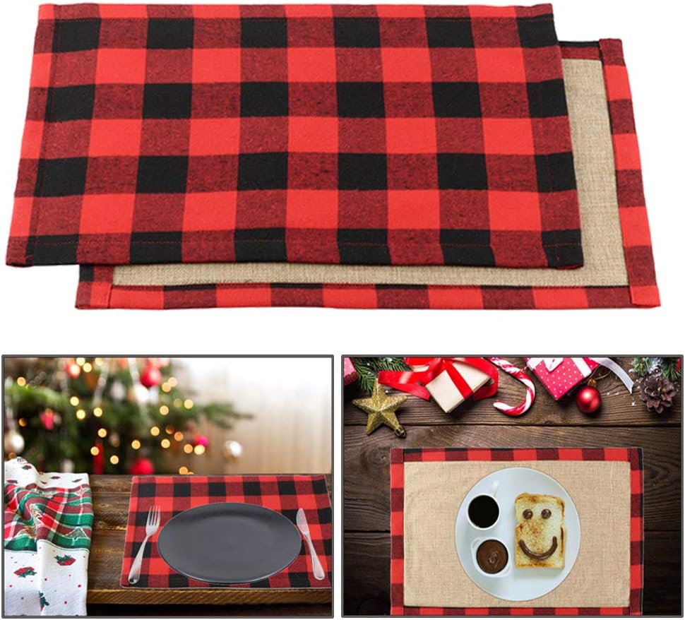 50% Off Discount CHICHIC Set of 4 Christmas Placemats for Dining Table, Water-Resistant Place Mats, Fall Buffalo Plaid Check Table Mats, Reversible Cotton & Burlap for Holiday Table Decoration, Red Black Buffalo Plaid Amazing π₯ CHICHIC Set of 4 Christmas Placemats for Dining Table, Water-Resistant Place Mats, Fall Buffalo Plaid Check Table Mats, Reversible Cotton & Burlap for Holiday Table Decoration, Red Black Buffalo Plaid