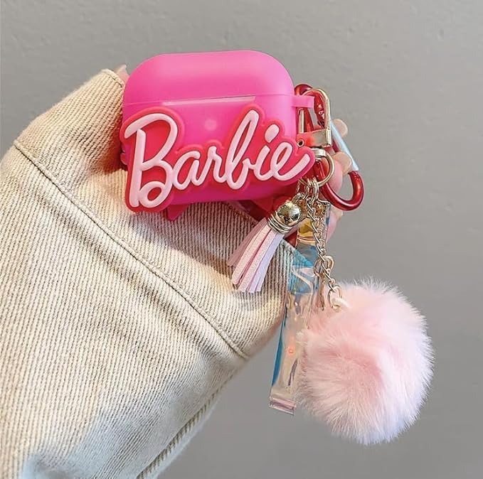 Image of Jivitam Earphone Cover Compatible for Realme Buds T300, Soft Silicone Skin Shock-Absorbing Protective Case With Keychain (Front LED Visible) (Bar.bie)