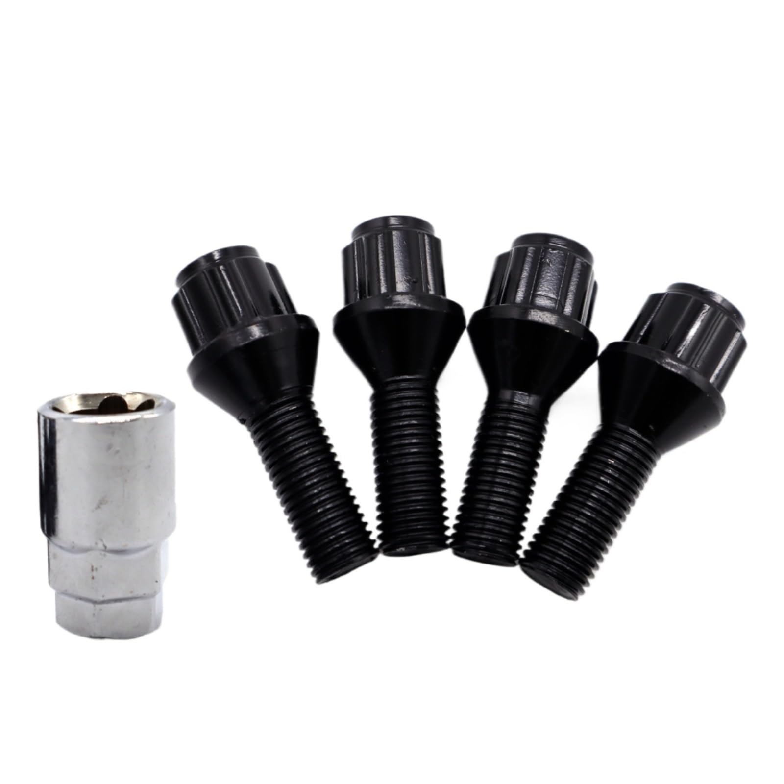 Tornillos rueda coche M12x1.5x26mm negros para E34 E36 E39 con pernos de bloqueo y llave 8