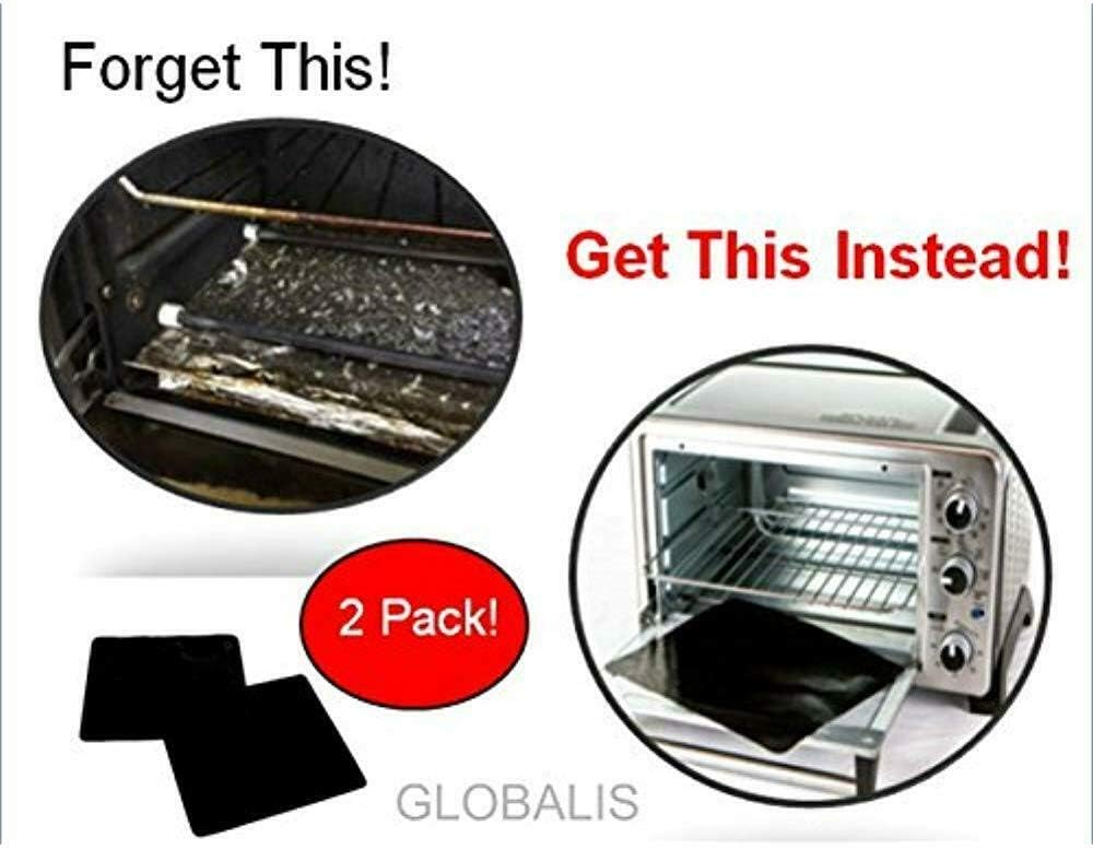 Toaster Oven Liner Two-Pack 100% Non-Stick 11”Prevent Spillovers,Gunk&Odors!Great Teflon Liner for Toaster Ovens,Dishwasher Safe,Best Toaster Oven Accessorie