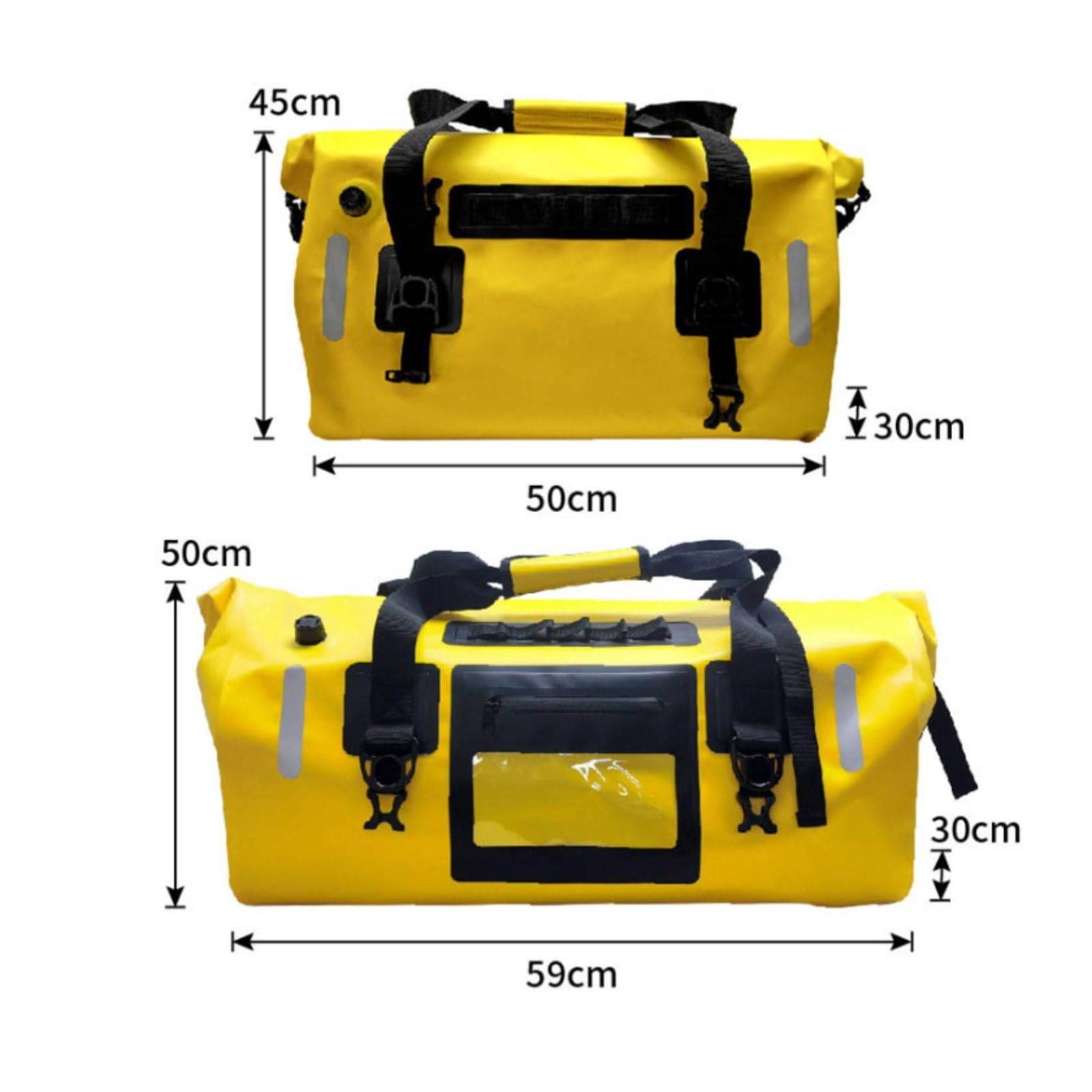 Baoblaze Borsa Posteriore Impermeabile Borsa Coda Borsone Sacca Viaggio in PVC 500D con Maniglia Punti di Fissaggio E Valvola Adatta a Viaggi Escursioni, Giallo, Giallo, 66L
