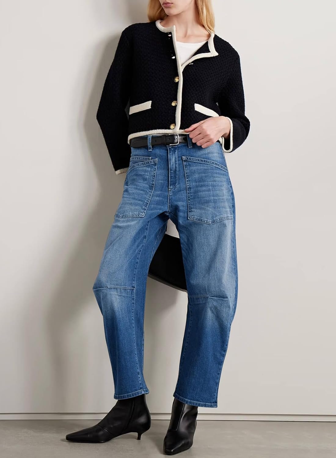 EVALESS Womens Baggy Barrel Jeans High Waisted Wide Leg Boyfriend Denim Ankle Pants - Image 3